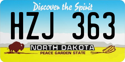 ND license plate HZJ363