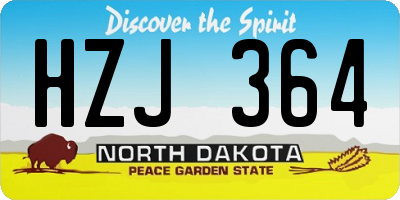 ND license plate HZJ364