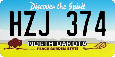 ND license plate HZJ374