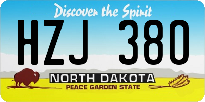 ND license plate HZJ380