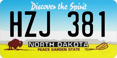 ND license plate HZJ381