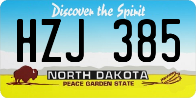 ND license plate HZJ385