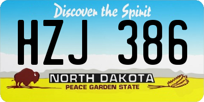 ND license plate HZJ386