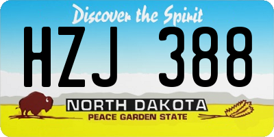 ND license plate HZJ388