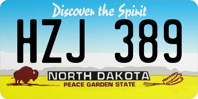ND license plate HZJ389