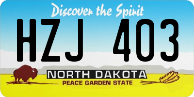 ND license plate HZJ403