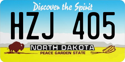 ND license plate HZJ405