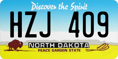 ND license plate HZJ409