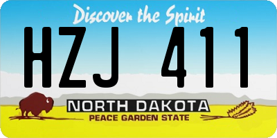 ND license plate HZJ411