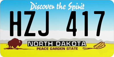 ND license plate HZJ417