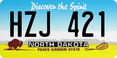 ND license plate HZJ421