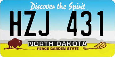 ND license plate HZJ431
