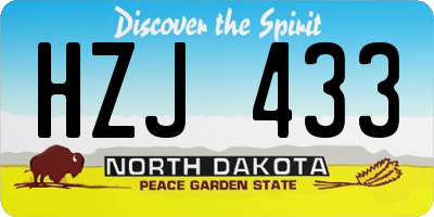 ND license plate HZJ433