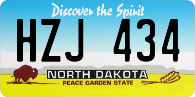 ND license plate HZJ434