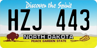 ND license plate HZJ443