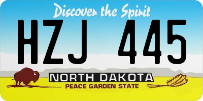 ND license plate HZJ445