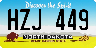 ND license plate HZJ449