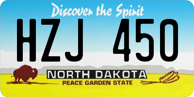 ND license plate HZJ450