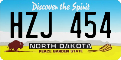 ND license plate HZJ454