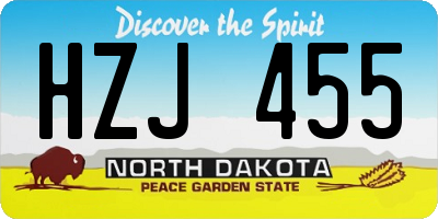 ND license plate HZJ455