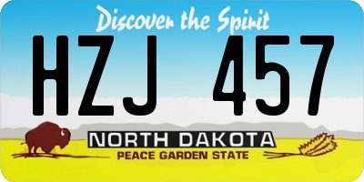 ND license plate HZJ457