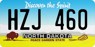 ND license plate HZJ460