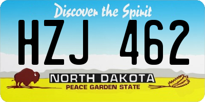 ND license plate HZJ462