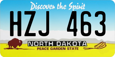 ND license plate HZJ463