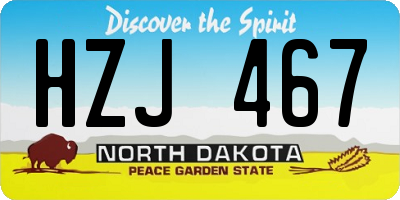 ND license plate HZJ467