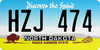 ND license plate HZJ474