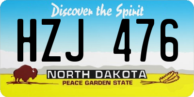ND license plate HZJ476