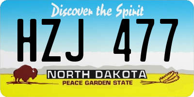 ND license plate HZJ477