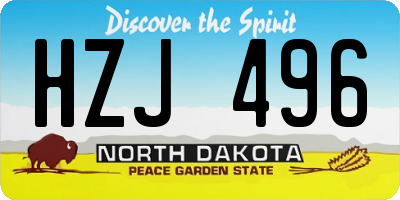ND license plate HZJ496