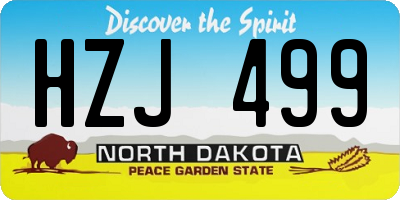 ND license plate HZJ499