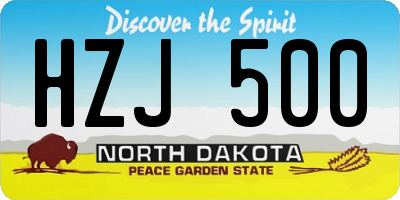 ND license plate HZJ500