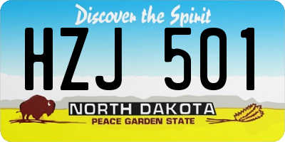 ND license plate HZJ501