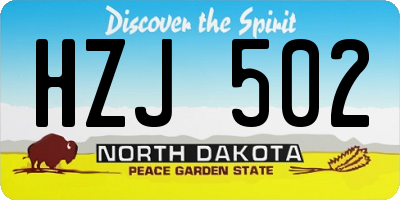 ND license plate HZJ502