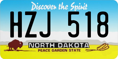 ND license plate HZJ518
