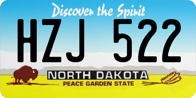 ND license plate HZJ522