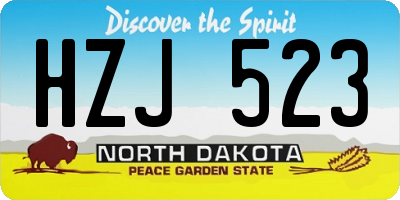 ND license plate HZJ523