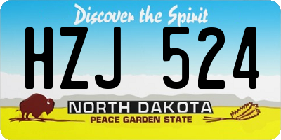 ND license plate HZJ524