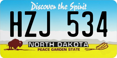 ND license plate HZJ534