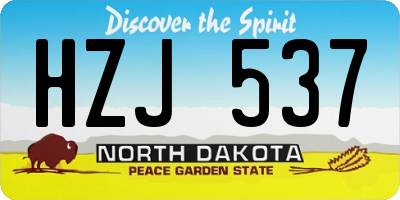 ND license plate HZJ537