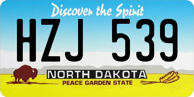 ND license plate HZJ539