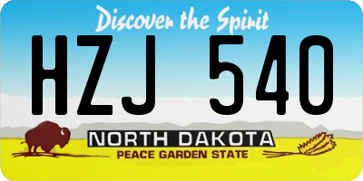 ND license plate HZJ540