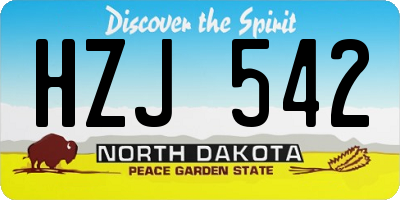 ND license plate HZJ542