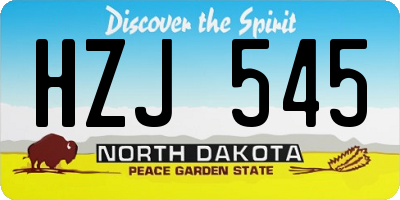 ND license plate HZJ545
