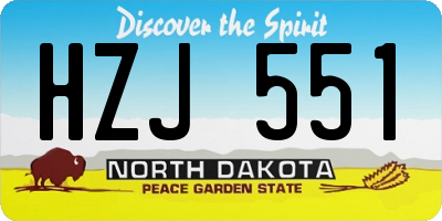 ND license plate HZJ551