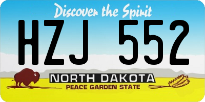 ND license plate HZJ552