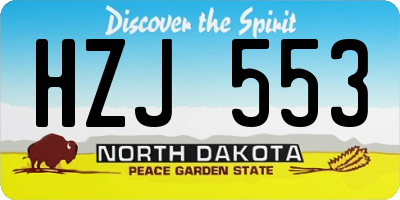 ND license plate HZJ553